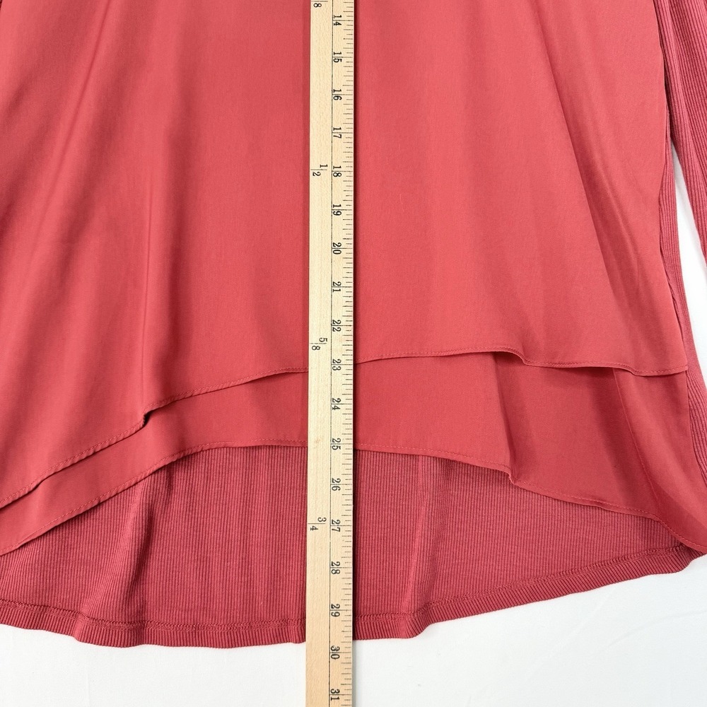 Soft Surroundings Alix Tunic Top Women's Medium Rust V-Neck Mix Media Lagenlook - Picture 2 of 10